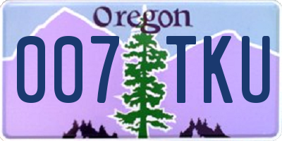 OR license plate 007TKU