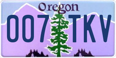 OR license plate 007TKV