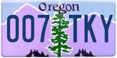 OR license plate 007TKY