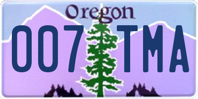 OR license plate 007TMA