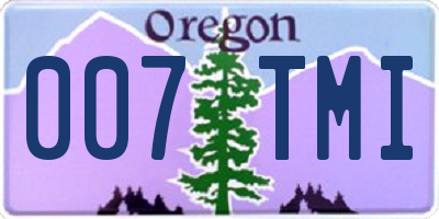 OR license plate 007TMI
