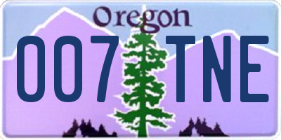 OR license plate 007TNE