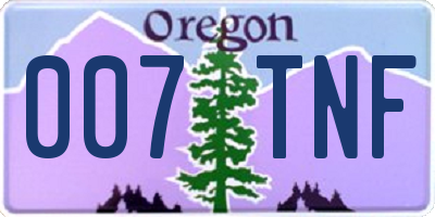 OR license plate 007TNF