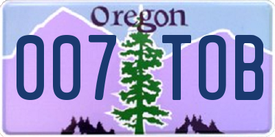 OR license plate 007TOB