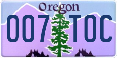 OR license plate 007TOC