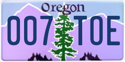 OR license plate 007TOE
