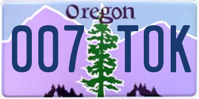 OR license plate 007TOK