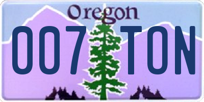 OR license plate 007TON
