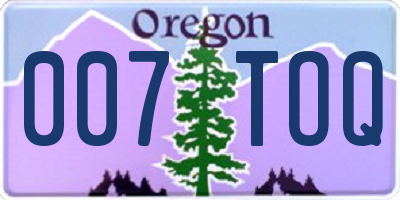 OR license plate 007TOQ