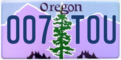 OR license plate 007TOU