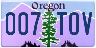 OR license plate 007TOV