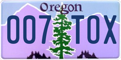 OR license plate 007TOX