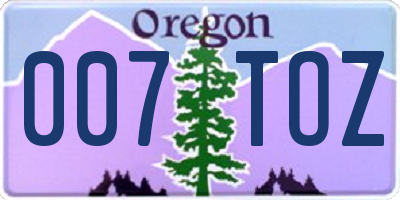 OR license plate 007TOZ