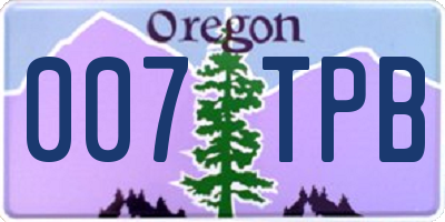 OR license plate 007TPB