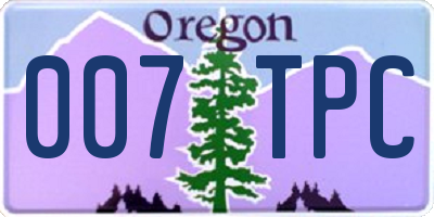 OR license plate 007TPC