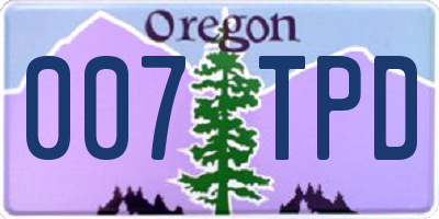 OR license plate 007TPD