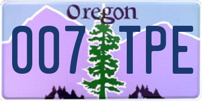 OR license plate 007TPE