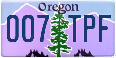 OR license plate 007TPF