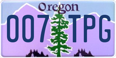 OR license plate 007TPG