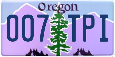 OR license plate 007TPI