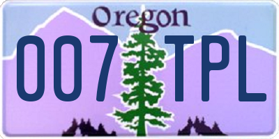 OR license plate 007TPL