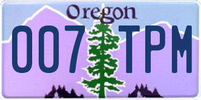OR license plate 007TPM