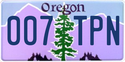 OR license plate 007TPN