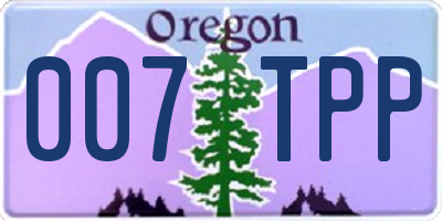 OR license plate 007TPP