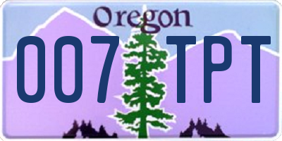 OR license plate 007TPT