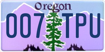 OR license plate 007TPU