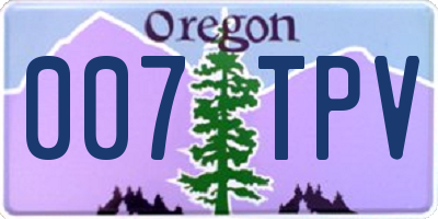 OR license plate 007TPV