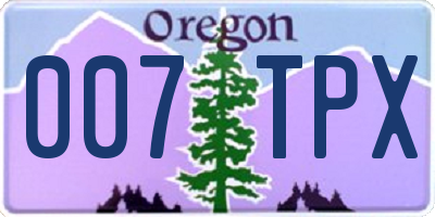OR license plate 007TPX