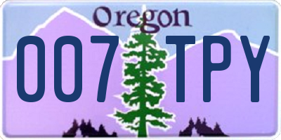 OR license plate 007TPY