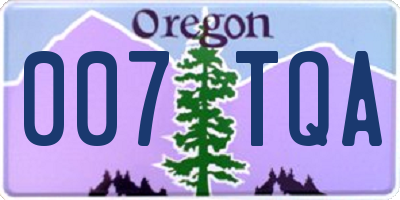 OR license plate 007TQA
