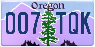 OR license plate 007TQK