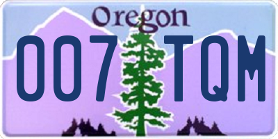 OR license plate 007TQM