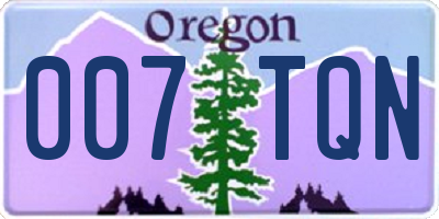 OR license plate 007TQN