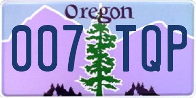 OR license plate 007TQP