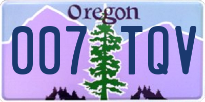 OR license plate 007TQV