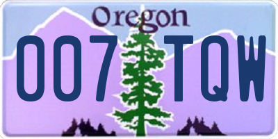 OR license plate 007TQW