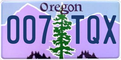 OR license plate 007TQX