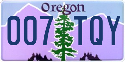 OR license plate 007TQY