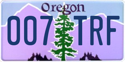 OR license plate 007TRF