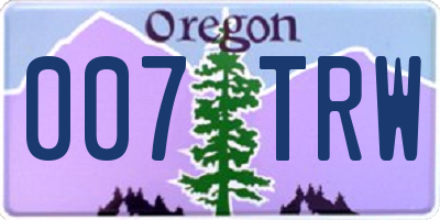 OR license plate 007TRW