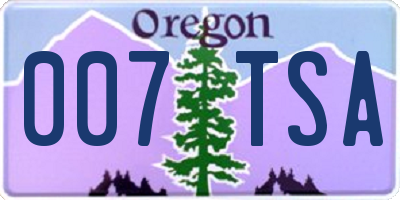 OR license plate 007TSA