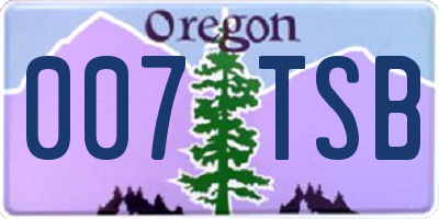 OR license plate 007TSB