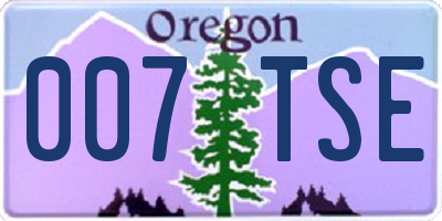 OR license plate 007TSE