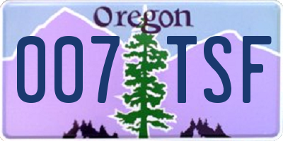 OR license plate 007TSF