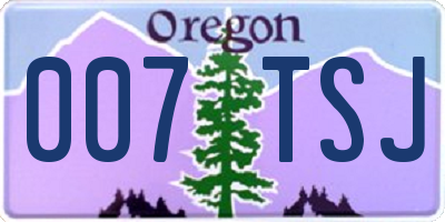 OR license plate 007TSJ