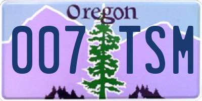 OR license plate 007TSM